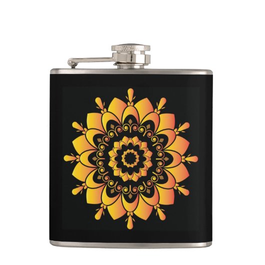 Gouden unieke mandala-ontwerp-95748 heupfles (Voorkant)