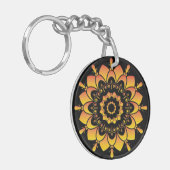 Gouden unieke mandala-ontwerp-95748 sleutelhanger (Voorkant Links)