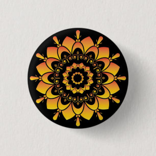 Gouden unieke mandala-ontwerp ronde button 3,2 cm