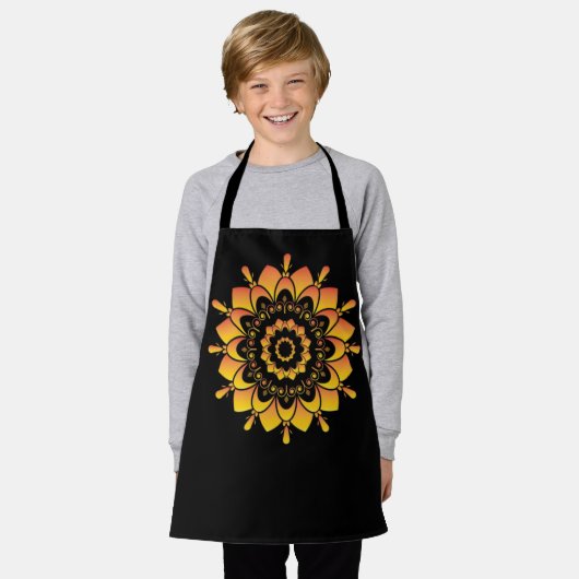 Gouden unieke mandala-ontwerp schort (Gedragen)