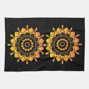 Gouden unieke mandala-ontwerp theedoek