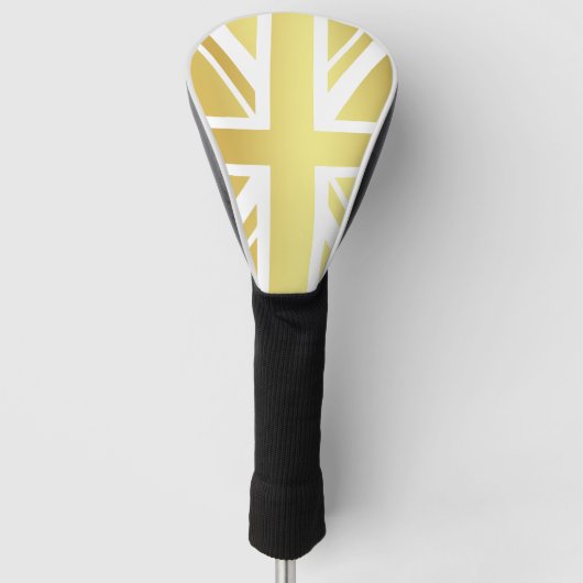 Gouden Union Jack Britse vlag Golfheadcover (Voorkant)