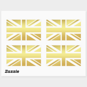Gouden Union Jack Britse Vlag Rechthoekige Sticker