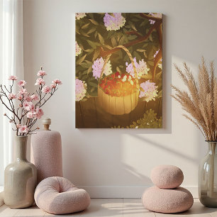 Gouden Uur Aardbei Mand Canvas Afdruk