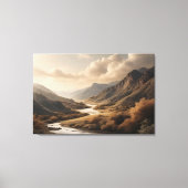 Gouden Uur Berg Rivier Vallei Landschap Canvas Afdruk (Voorkant)