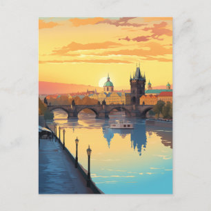 Gouden uur bij Charles Bridge Feestdagenkaart