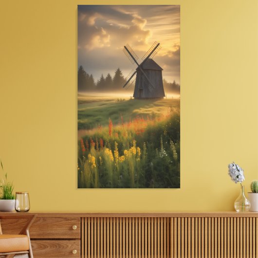 Gouden uur bij de oude windmolen canvas afdruk (Insitu (Woonkamer))
