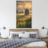 Gouden uur bij de oude windmolen canvas afdruk (Insitu (Slaapkamer))