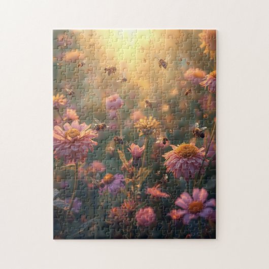 Gouden Uur Bijentuin Wilde Bloemen Puzzel (Verticaal)