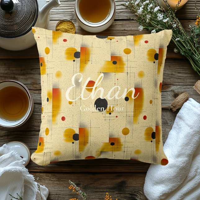 Gouden uur – Goud & Crème Geometrisch accent Kussen (Creator heeft geüpload)