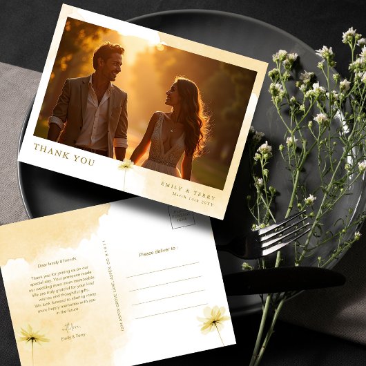 Gouden Uur Grace & Bloemen Bruidsfoto Dank je wel Briefkaart