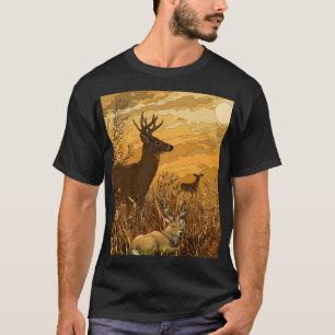 Gouden Uur Hert - Drijvende Bubbel Natuur Kunst T-shirt