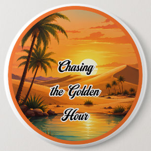 Gouden uur jagen op de zonsondergang Oase Esthetie Ronde Button 6,0 Cm