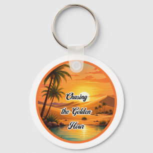 Gouden uur jagen op Sunset Oasis Esthetiek Sleutelhanger