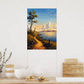Gouden Uur Kust Vuurtoren Landschap Poster (Keuken)