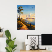 Gouden Uur Kust Vuurtoren Landschap Poster (Thuiskantoor)