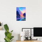 Gouden Uur Magie, Vreedzaam Meer Poster (Thuiskantoor)