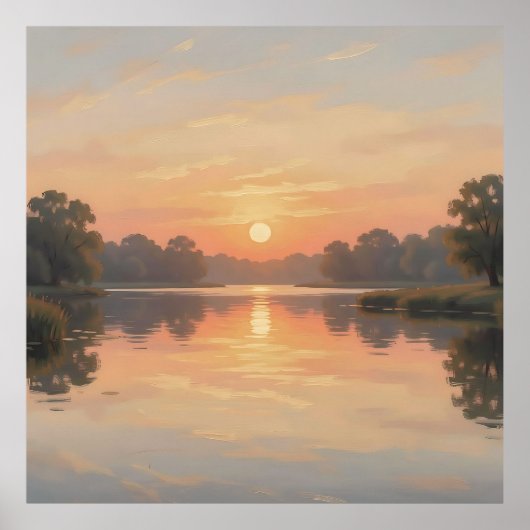 Gouden Uur Mereflectie Impressionist Poster (Voorkant)