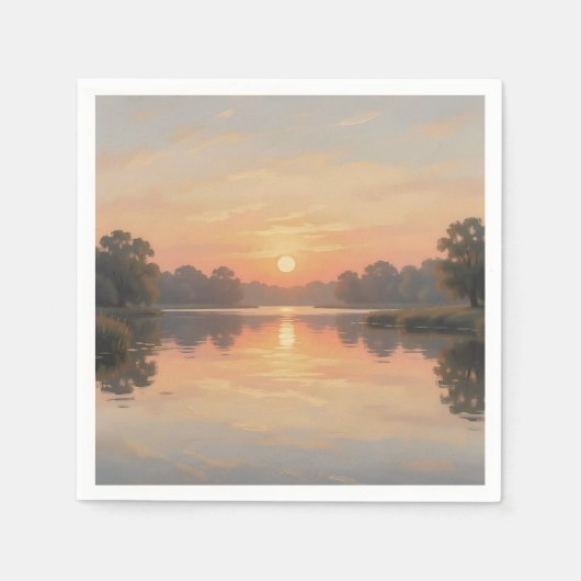 Gouden Uur Mereflectie Impressionist  Servet (Voorkant)