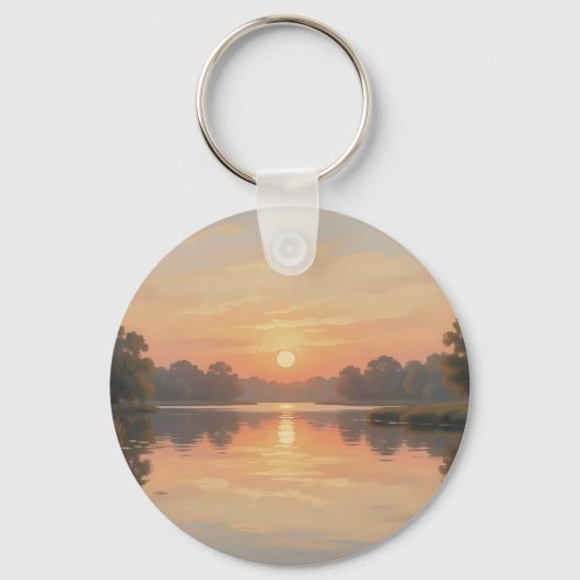 Gouden Uur Mereflectie Impressionist Sleutelhanger (Voorkant)