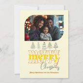 Gouden uur moderne retro krabbel kerstfoto feestdagenkaart (Voorkant)