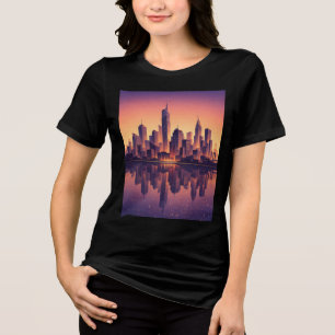 Gouden Uur Moderne Stadshemel – Minimalistische St Tri-Blend Shirt