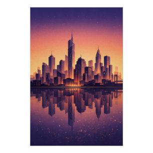 Gouden Uur Moderne Stadshemels - Minimalistische S Perfect Poster