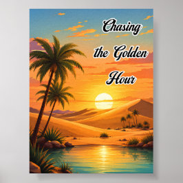 Gouden uur najagen Woestijn Zonsondergang Esthetie Poster
