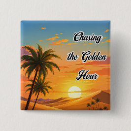 Gouden uur najagen Woestijn Zonsondergang Esthetie Vierkante Button 5,1 Cm