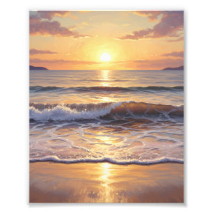 Gouden Uur Oceaan Zonsondergang Foto Afdruk