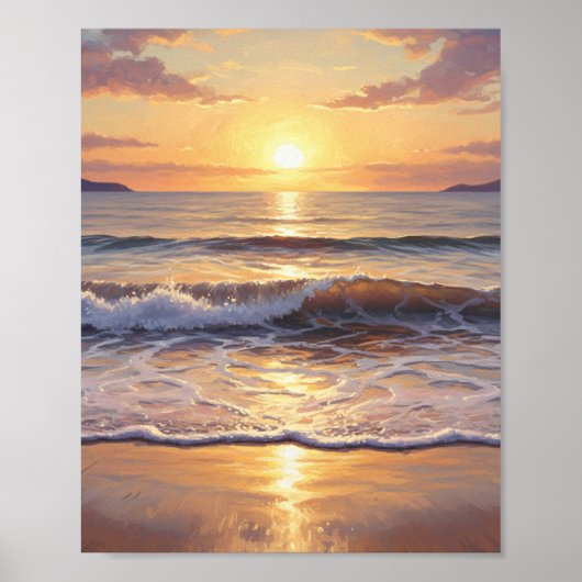 Gouden Uur Oceaan Zonsondergang Poster (Voorkant)