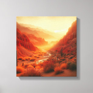 Gouden uur over adembenemend uitzicht op een canyo canvas afdruk