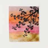Gouden Uur Sakura Tak Silhouet Wandkleed (Voorkant)