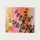 Gouden Uur Sakura Tak Silhouet Wandkleed (Voorkant (horizontaal))