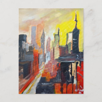 Gouden Uur Stadsgezicht Abstracte Ansichtkaart Briefkaart
