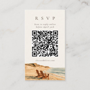 Gouden Uur Strand Bruiloft QR RSVP Kaart