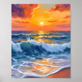 Gouden Uur Strand Zonsondergang Kust Poster (Voorkant)