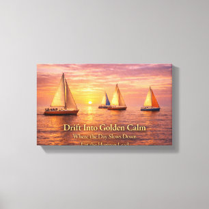 Gouden Uur Zeilboten Canvas Wand Kunst Kust- Afdruk