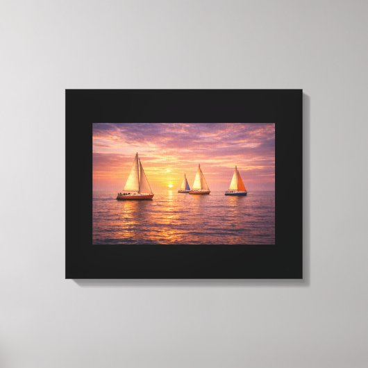 Gouden Uur Zeilboten Canvas Wandkunst | Kust- Afdruk (Voorkant)