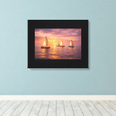 Gouden Uur Zeilboten Canvas Wandkunst | Kust- Afdruk (Insitu (Houten vloer))