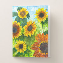 Gouden Uur Zonnebloem Aquarel Kunst Zakmapje