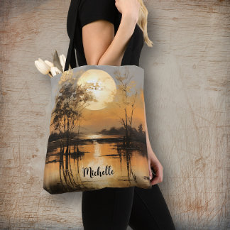 Gouden Uur Zonsondergang Met Naam Tote Bag