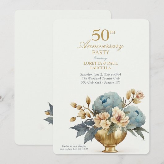 Gouden vaas uitnodiging (Voorkant / Achterkant)