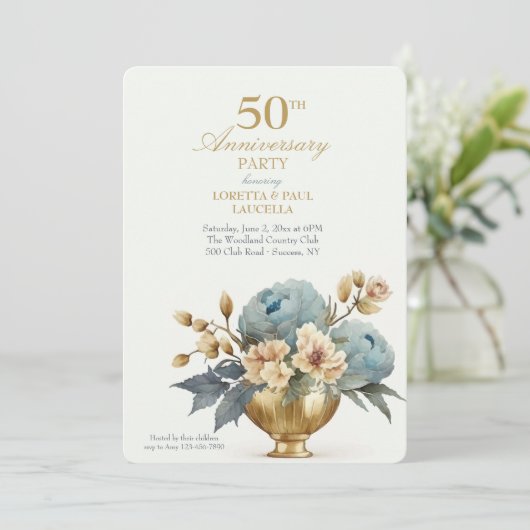 Gouden vaas uitnodiging (Staand voorkant)