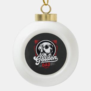 Gouden Vader Golden Retriever Zonnebril Ontwerp Keramische Bal Ornament