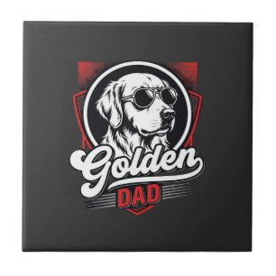 Gouden Vader Golden Retriever Zonnebril Ontwerp Tegeltje