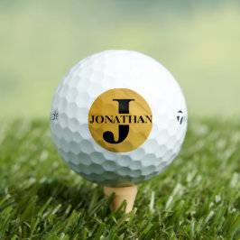 Gouden Vader Initiële Letter Naam Typografie Ontwe Golfballen