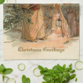  gouden vader kerst en engel theedoek (Gevouwen)