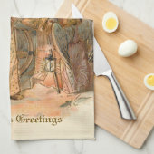  gouden vader kerst en engel theedoek (Quarter Fold)