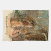  gouden vader kerst en engel theedoek (Horizontaal)